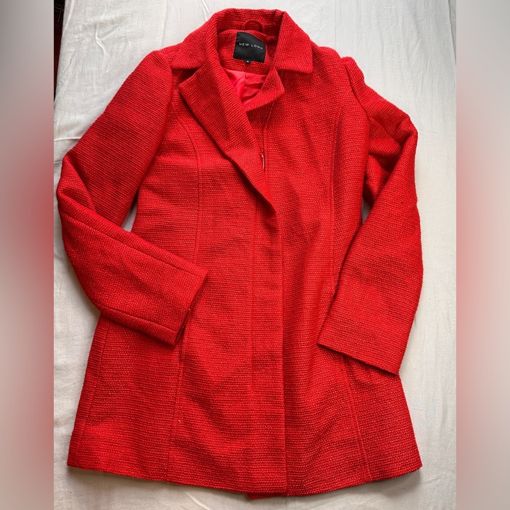 New Look Red Trench Coat Classic Design Size 8